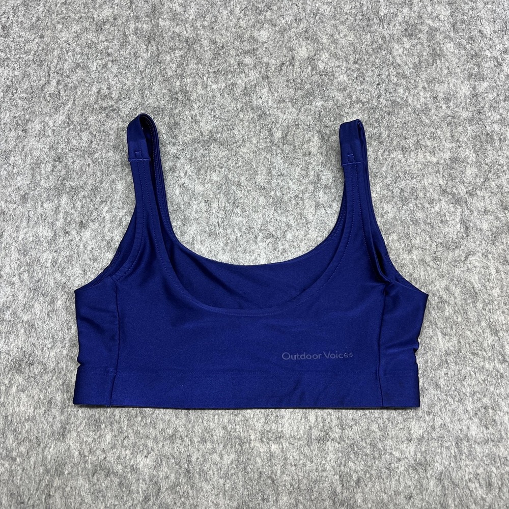 Outdoor Voices Sports Bra Womens XS Blue Scoop Neck Stretch Activewear Yoga